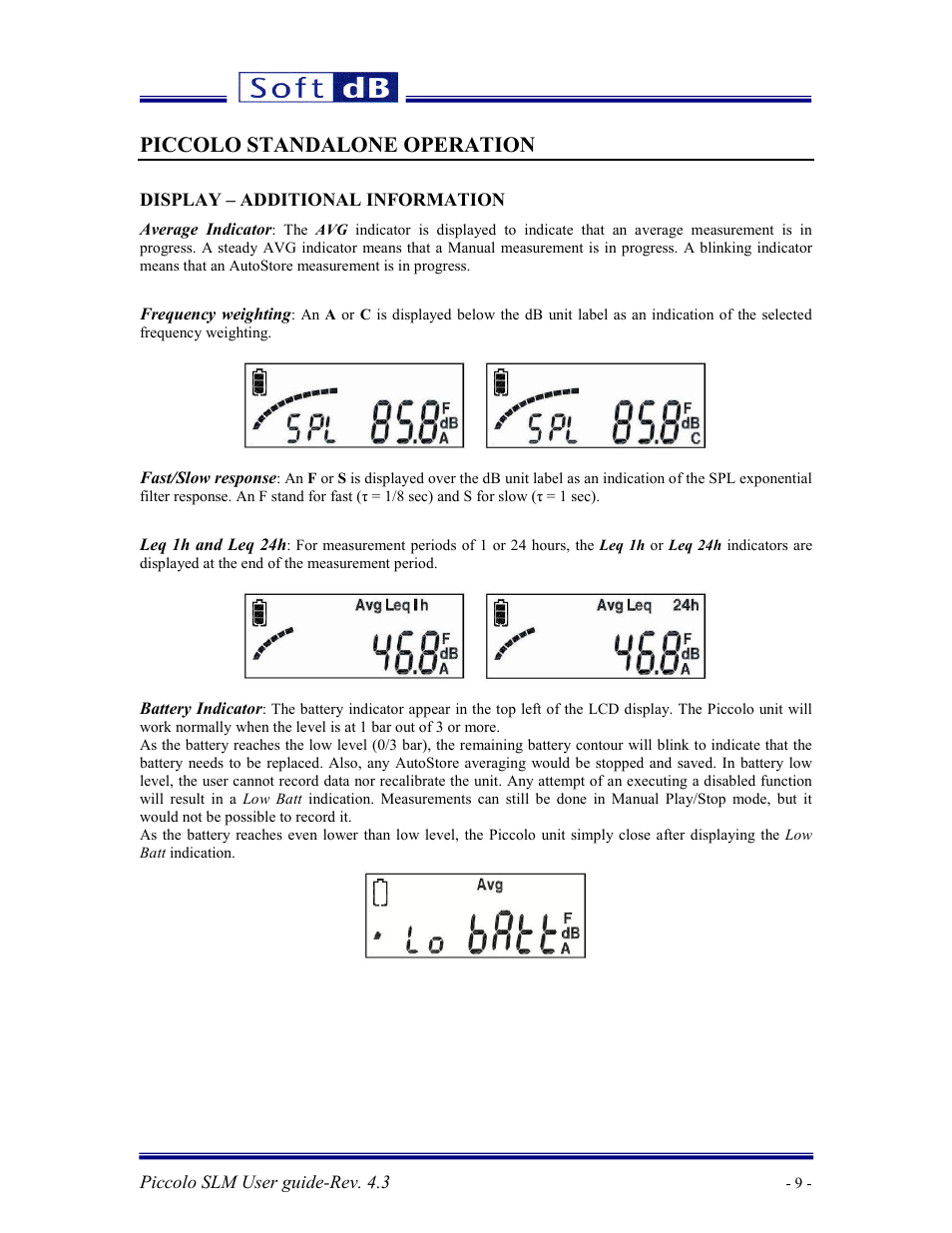 Piccolo standalone operation | Soft dB Piccolo User guide User Manual | Page 10 / 21