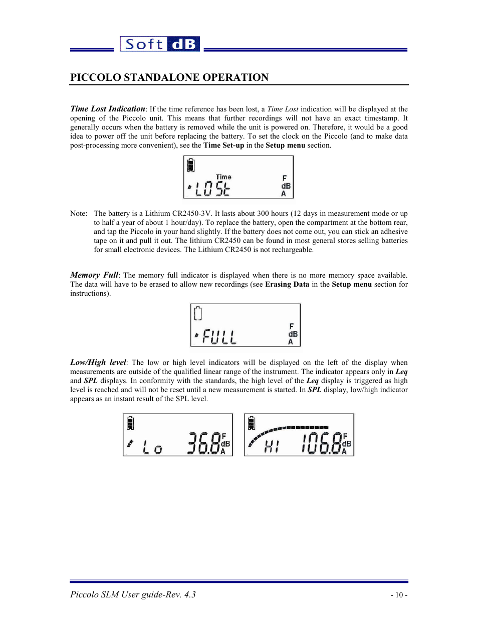 Piccolo standalone operation | Soft dB Piccolo User guide User Manual | Page 11 / 21