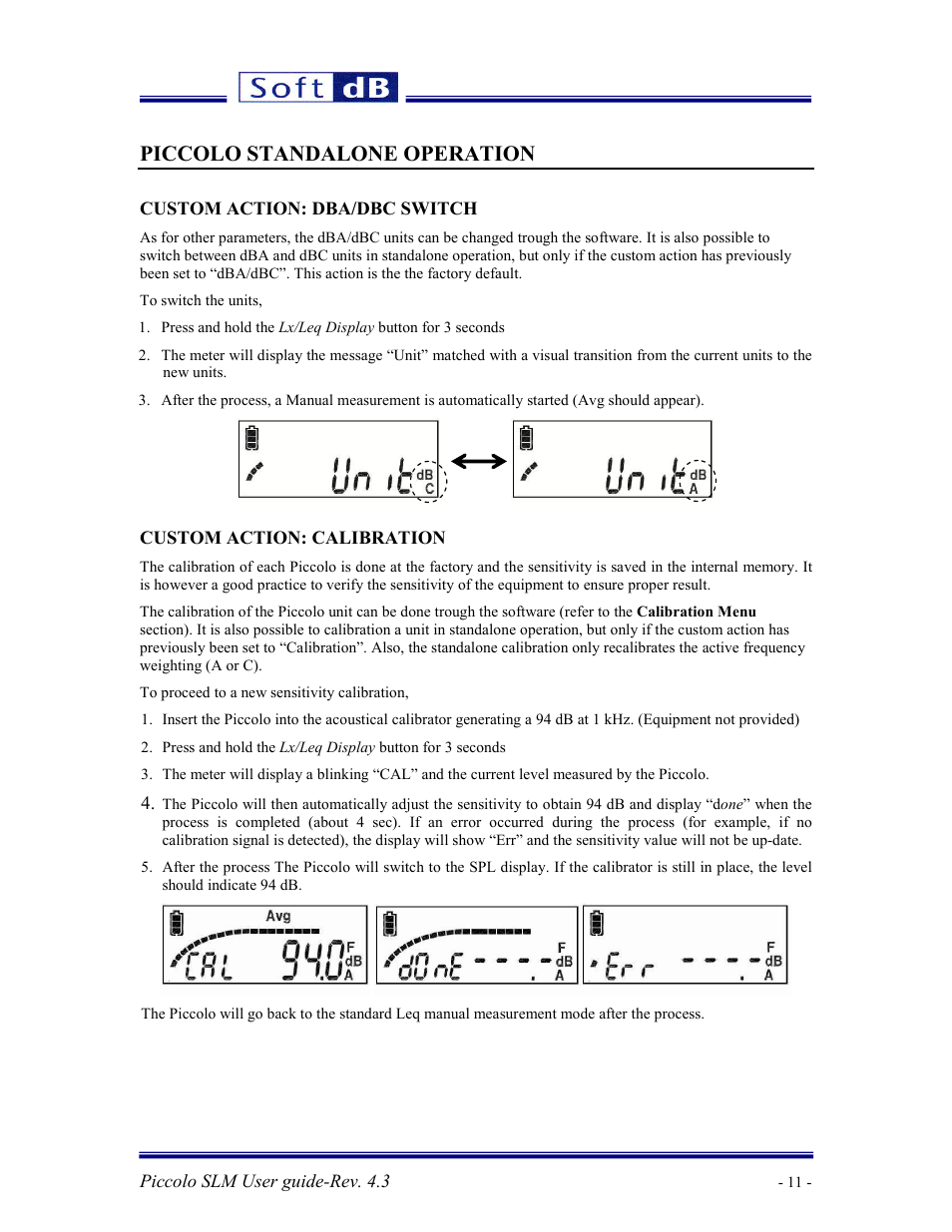 Piccolo standalone operation | Soft dB Piccolo User guide User Manual | Page 12 / 21