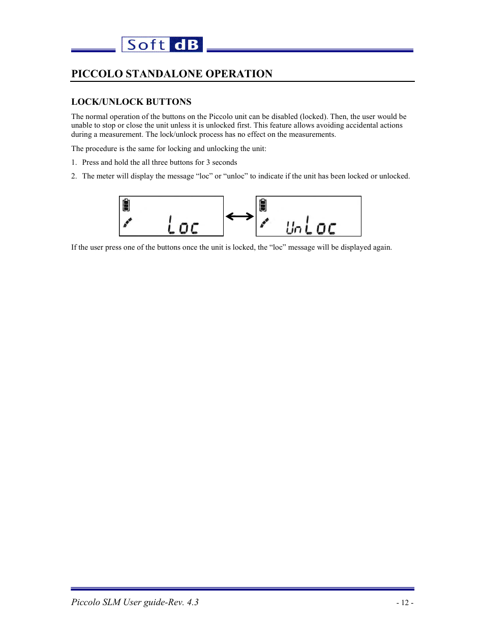 Piccolo standalone operation | Soft dB Piccolo User guide User Manual | Page 13 / 21