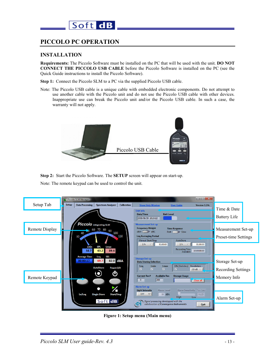 Piccolo pc operation | Soft dB Piccolo User guide User Manual | Page 14 / 21