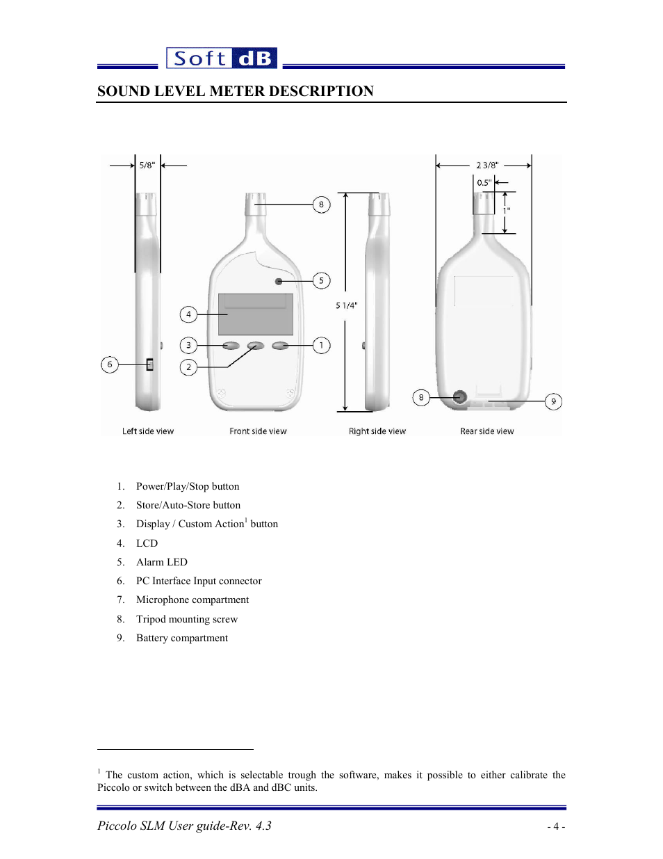 Sound level meter description | Soft dB Piccolo User guide User Manual | Page 5 / 21