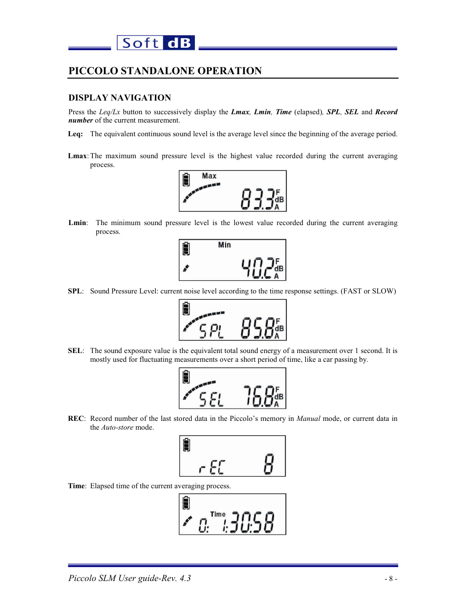 Piccolo standalone operation | Soft dB Piccolo User guide User Manual | Page 9 / 21