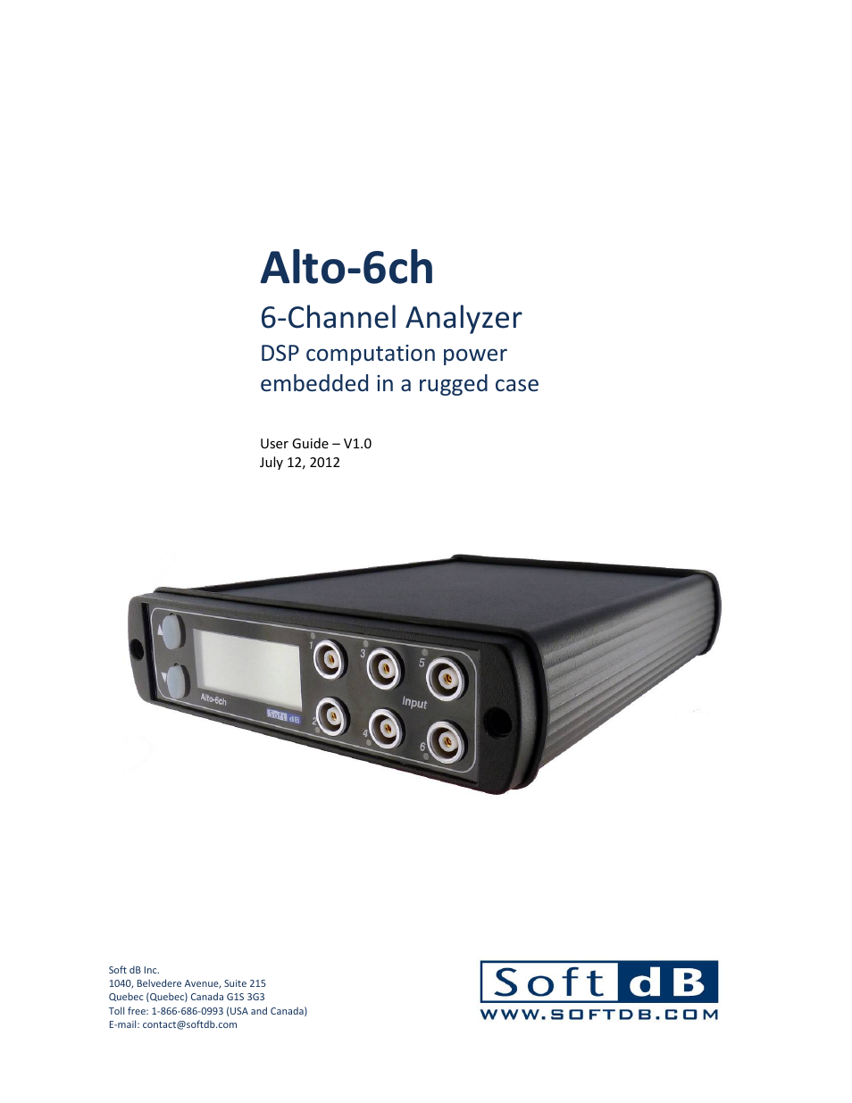 Soft dB Alto6 User Guide User Manual | 6 pages