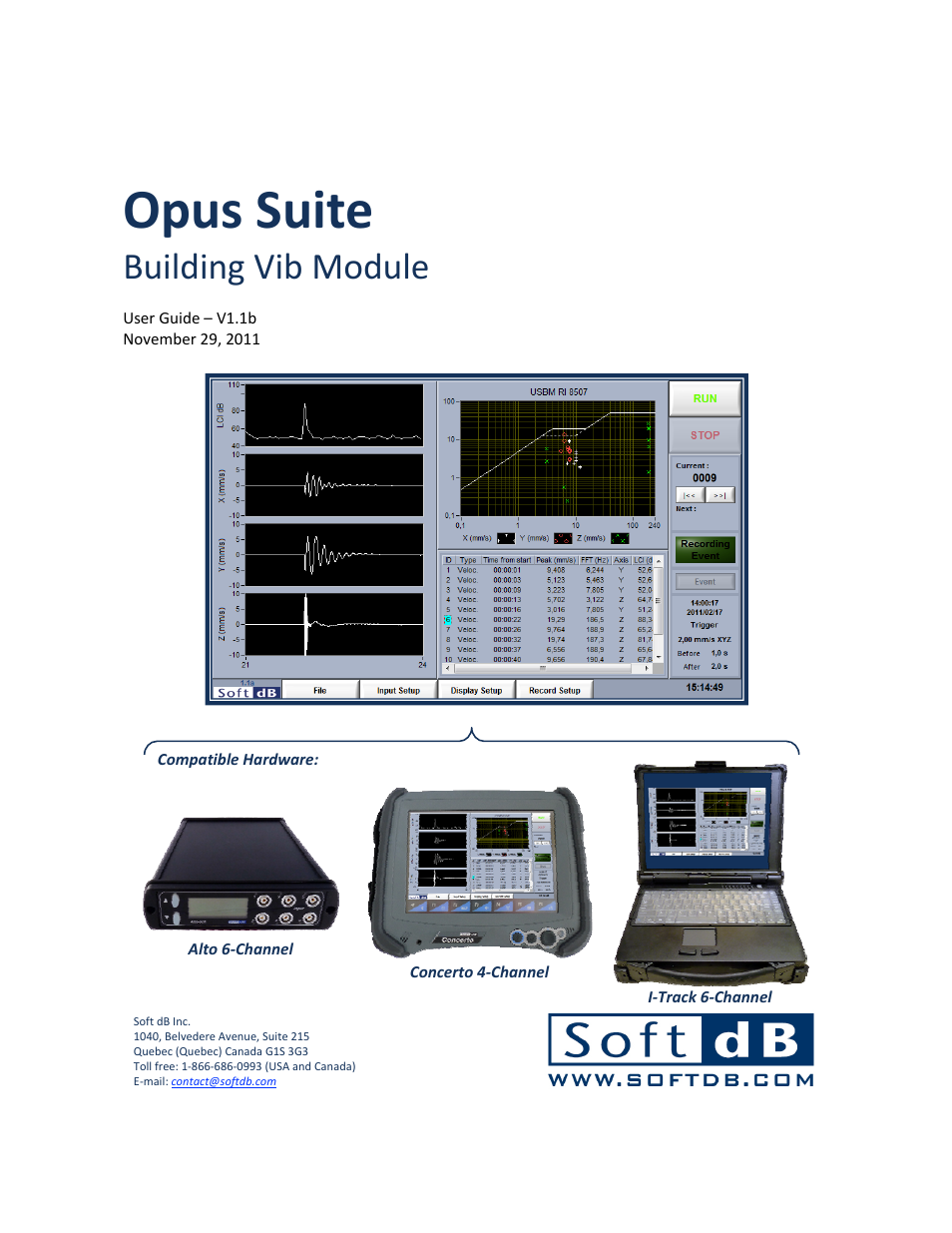 Soft dB Opus Suite Building Vib Module User Manual | 33 pages