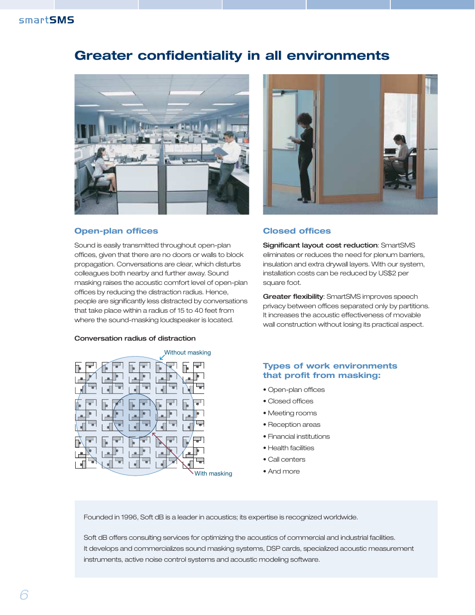 Greater confidentiality in all environments | Soft dB SmartSMS brochure User Manual | Page 6 / 8