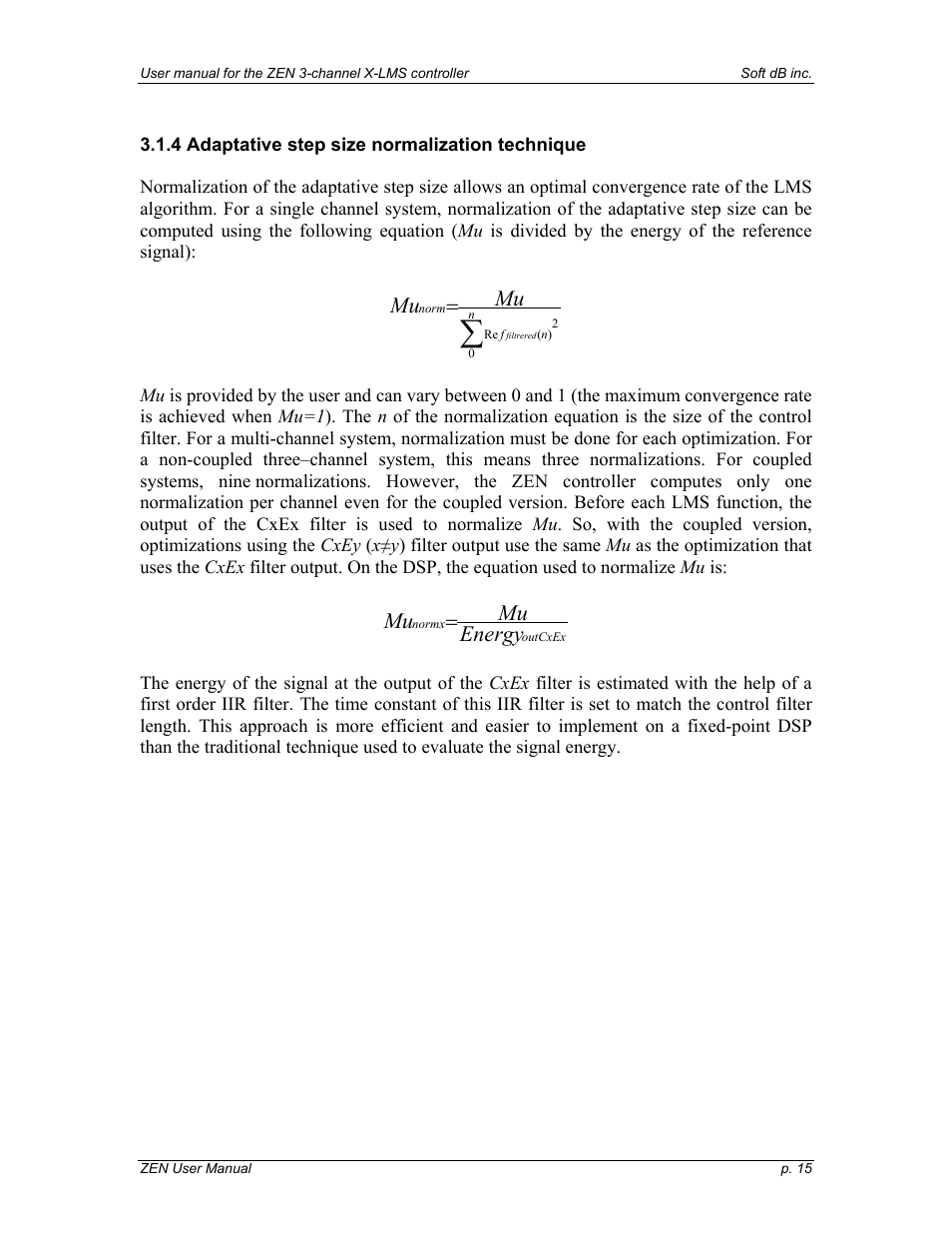 4 adaptative step size normalization technique, Energy mu mu | Soft dB Zen-Ten User guide User Manual | Page 15 / 35