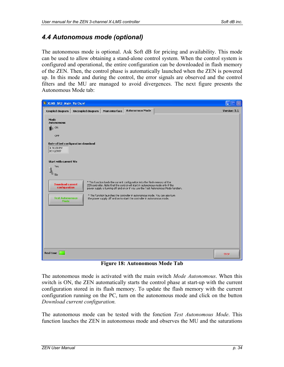 4 autonomous mode (optional) | Soft dB Zen-Ten User guide User Manual | Page 34 / 35