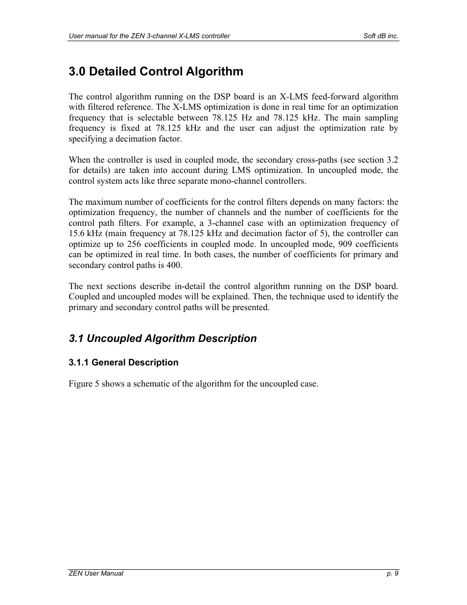 0 detailed control algorithm, 1 uncoupled algorithm description, 1 general description | Soft dB Zen-Ten User guide User Manual | Page 9 / 35