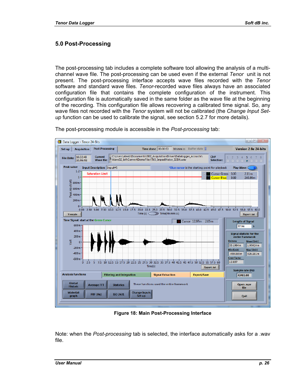 Post-processing | Soft dB Tenor 24bits Data User Guide User Manual | Page 26 / 59