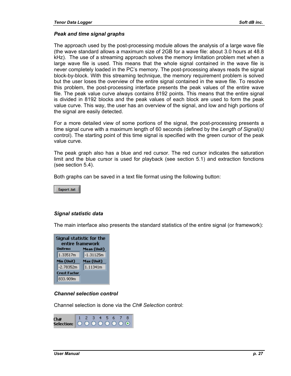 Soft dB Tenor 24bits Data User Guide User Manual | Page 27 / 59