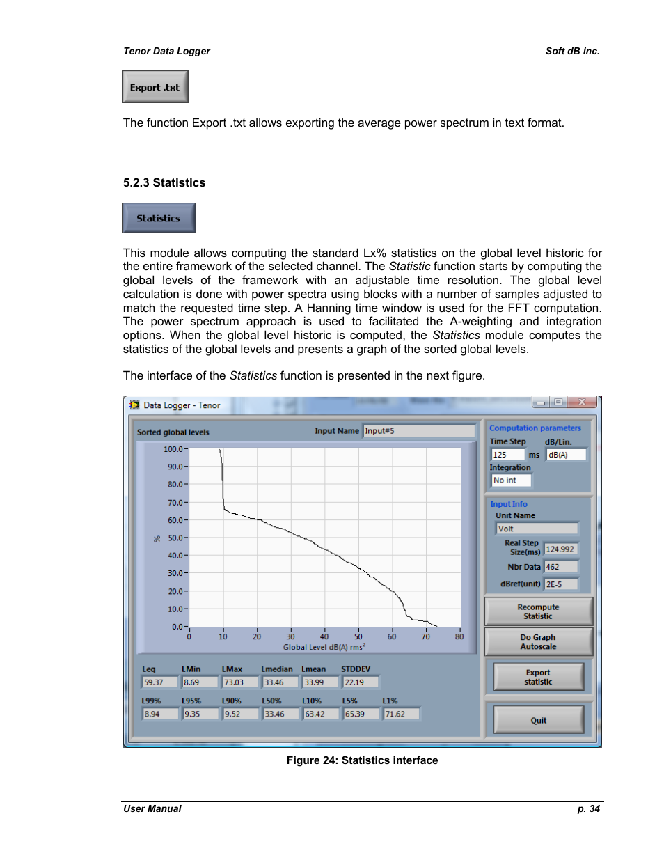 3 statistics | Soft dB Tenor 24bits Data User Guide User Manual | Page 34 / 59