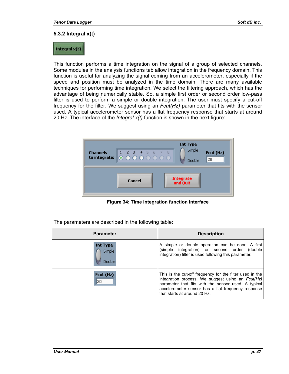 2 integral x(t) | Soft dB Tenor 24bits Data User Guide User Manual | Page 47 / 59
