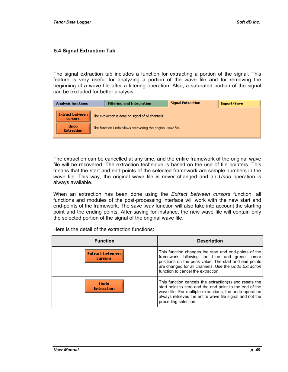 Ignal, Xtraction | Soft dB Tenor 24bits Data User Guide User Manual | Page 49 / 59