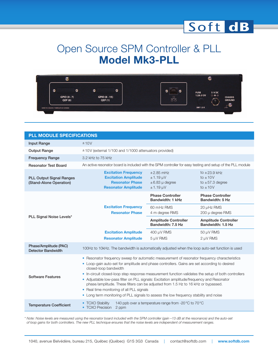 Open source spm controller & pll model mk3-pll | Soft dB Mk3-PLL Open Source SPM Controller & PLL Spec sheet User Manual | Page 3 / 3