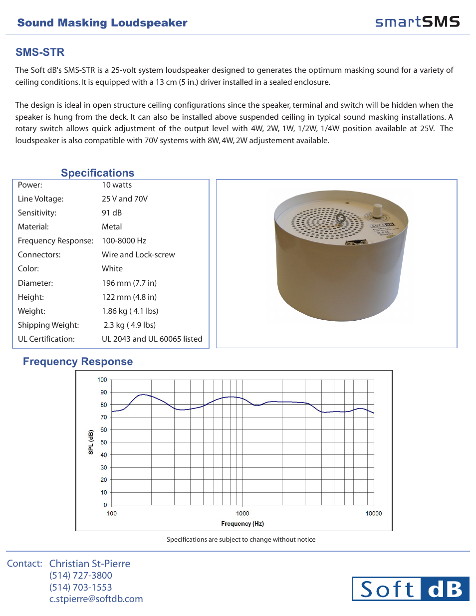 Soft dB SMS-STR Structure Speaker User Manual | 1 page