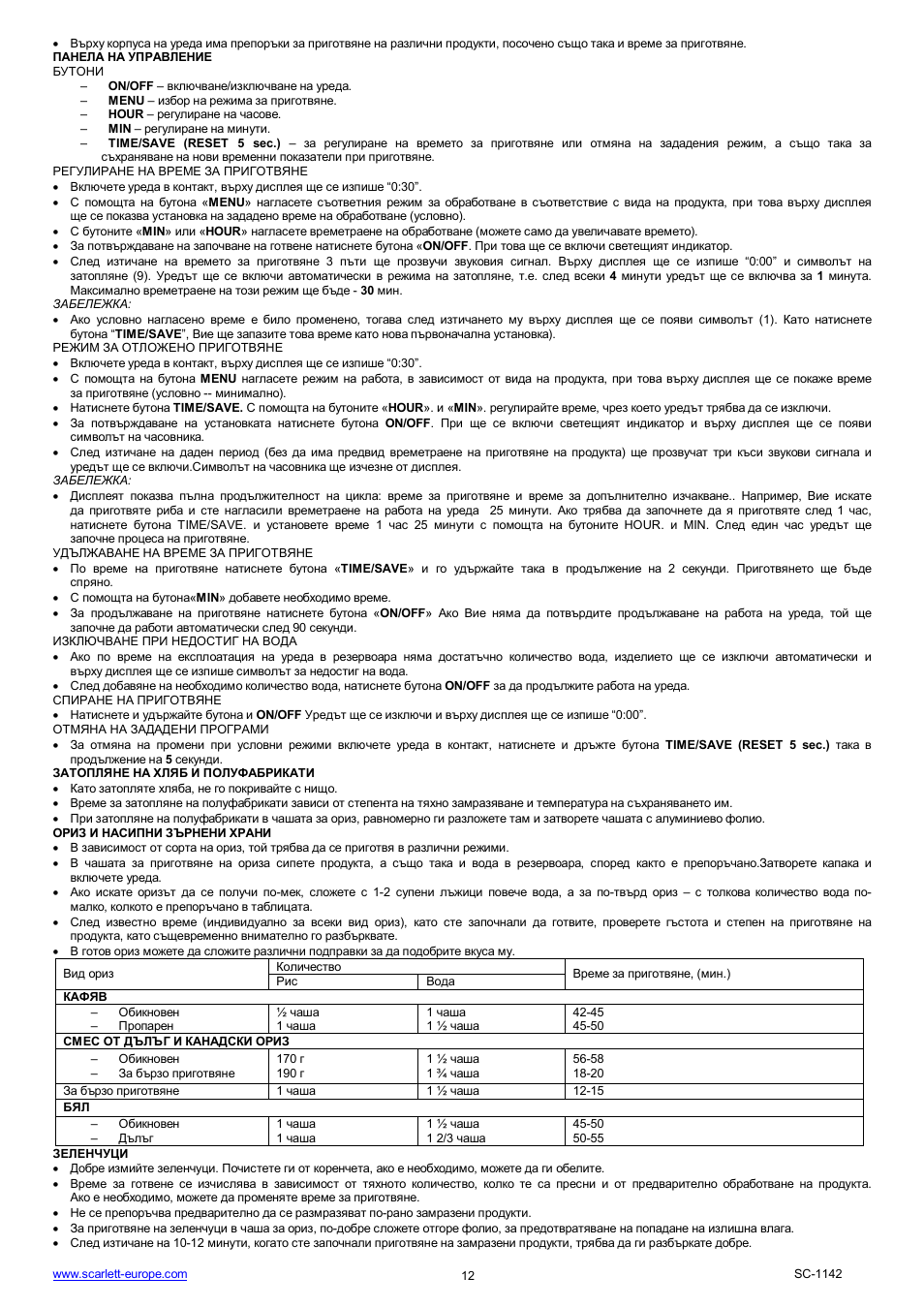 Scarlett SC-1142 User Manual | Page 12 / 41