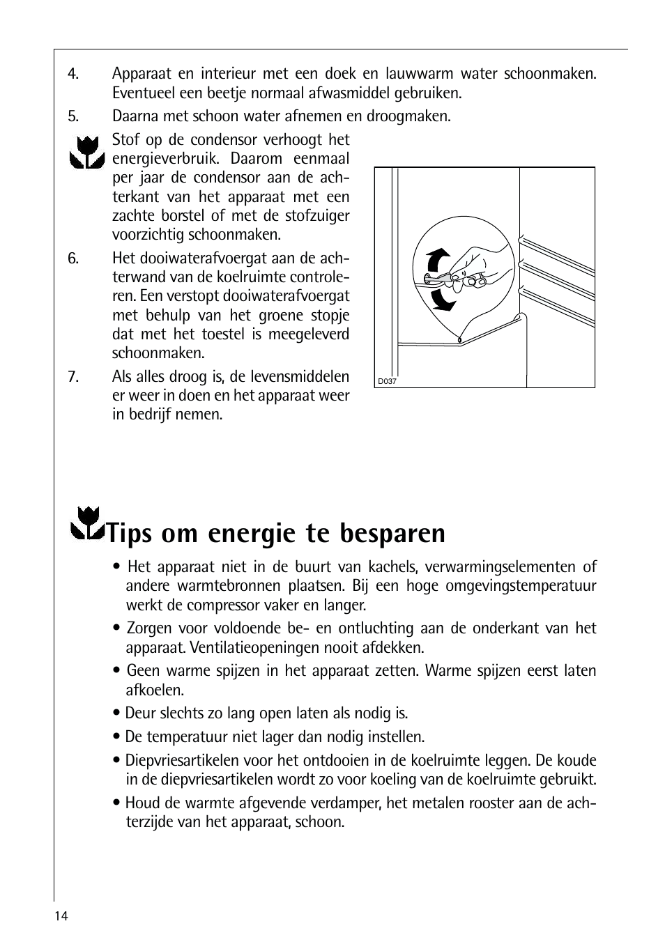 Tips om energie te besparen | AEG ELECTROLUX S 70250 KA 8 User Manual | Page 14 / 36