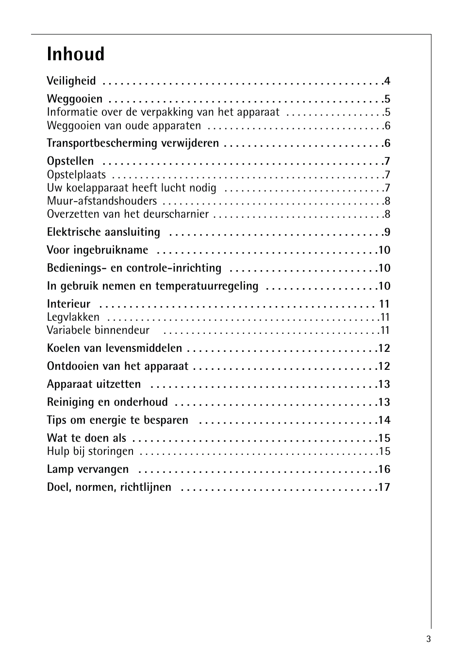 Inhoud | AEG ELECTROLUX S 70250 KA 8 User Manual | Page 3 / 36