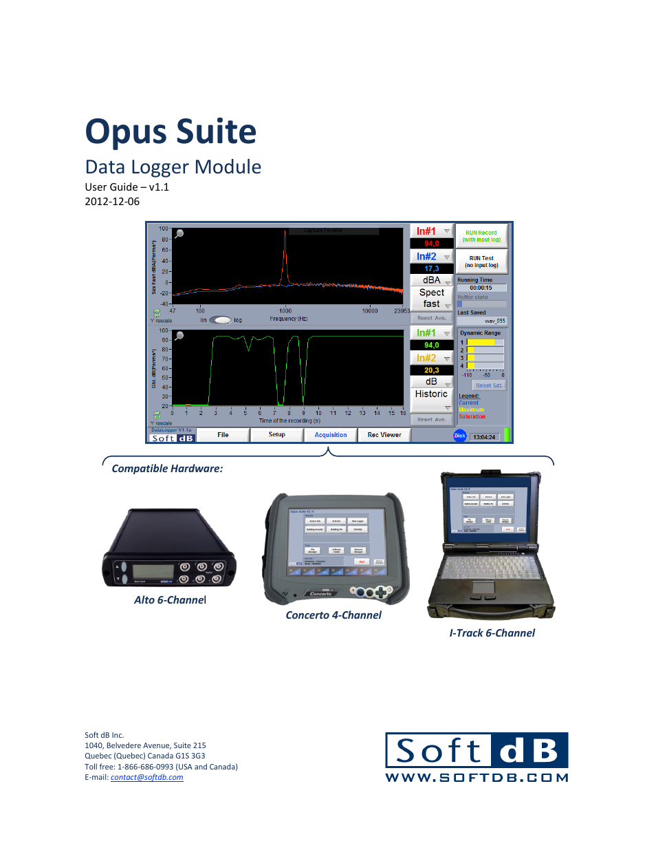 Soft dB Opus Suite Data Logger Module User Manual | 62 pages