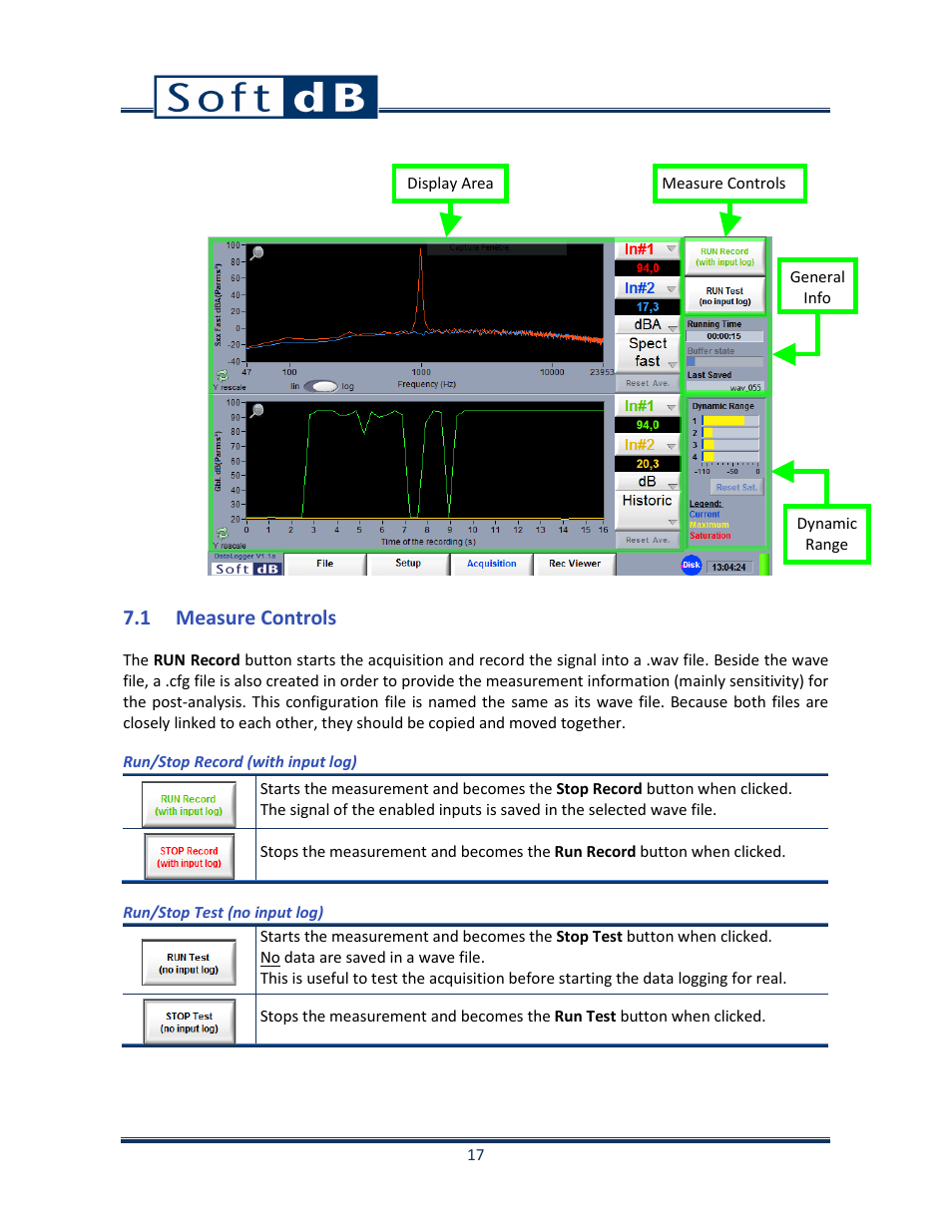 1 measure controls | Soft dB Opus Suite Data Logger Module User Manual | Page 18 / 62