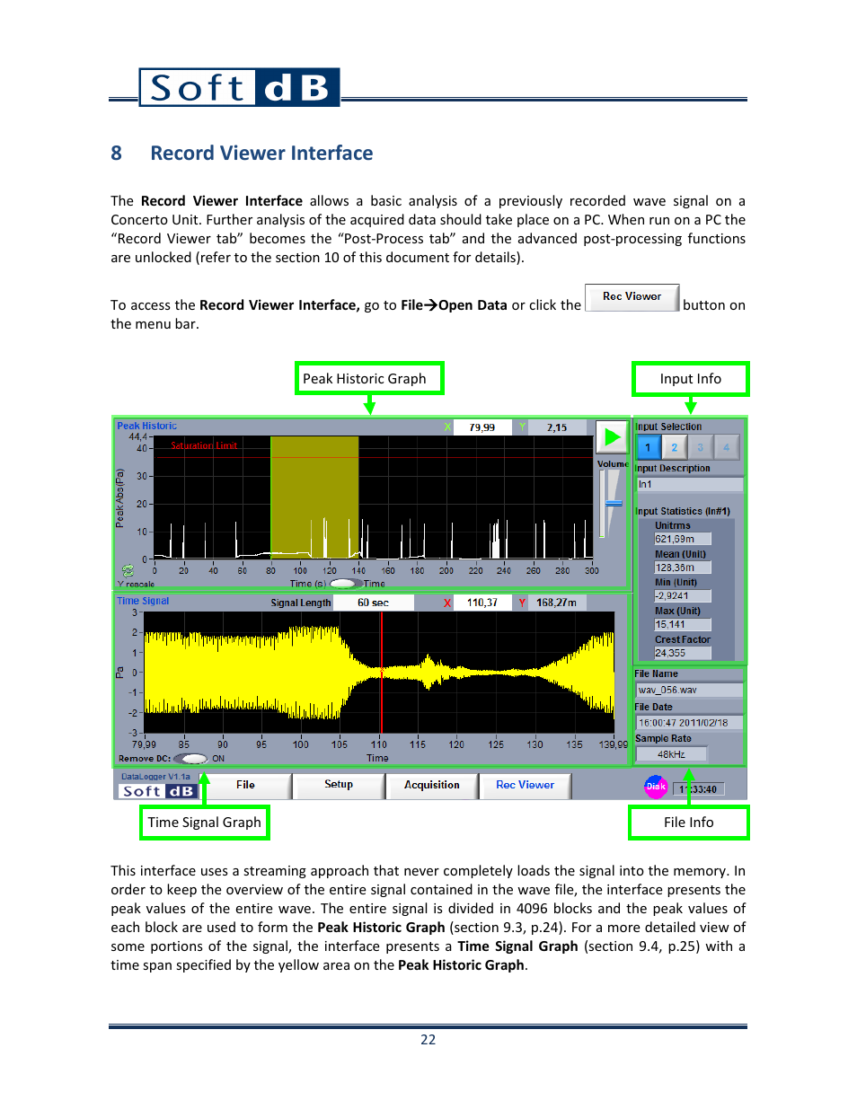 8 record viewer interface | Soft dB Opus Suite Data Logger Module User Manual | Page 23 / 62