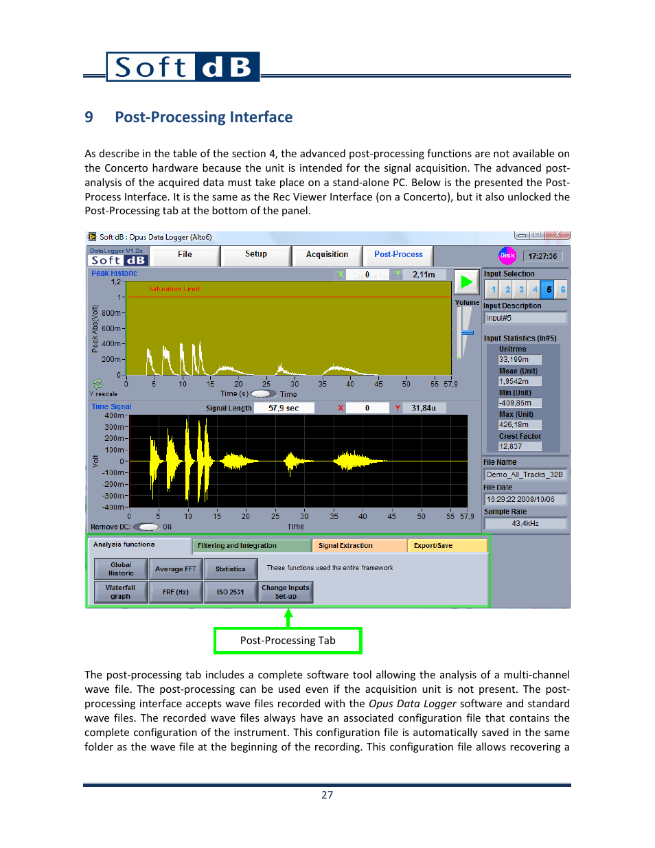 9 post-processing interface | Soft dB Opus Suite Data Logger Module User Manual | Page 28 / 62