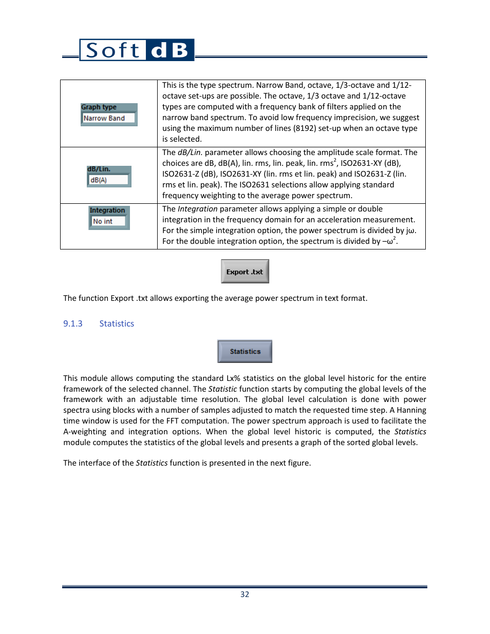 3 statistics | Soft dB Opus Suite Data Logger Module User Manual | Page 33 / 62