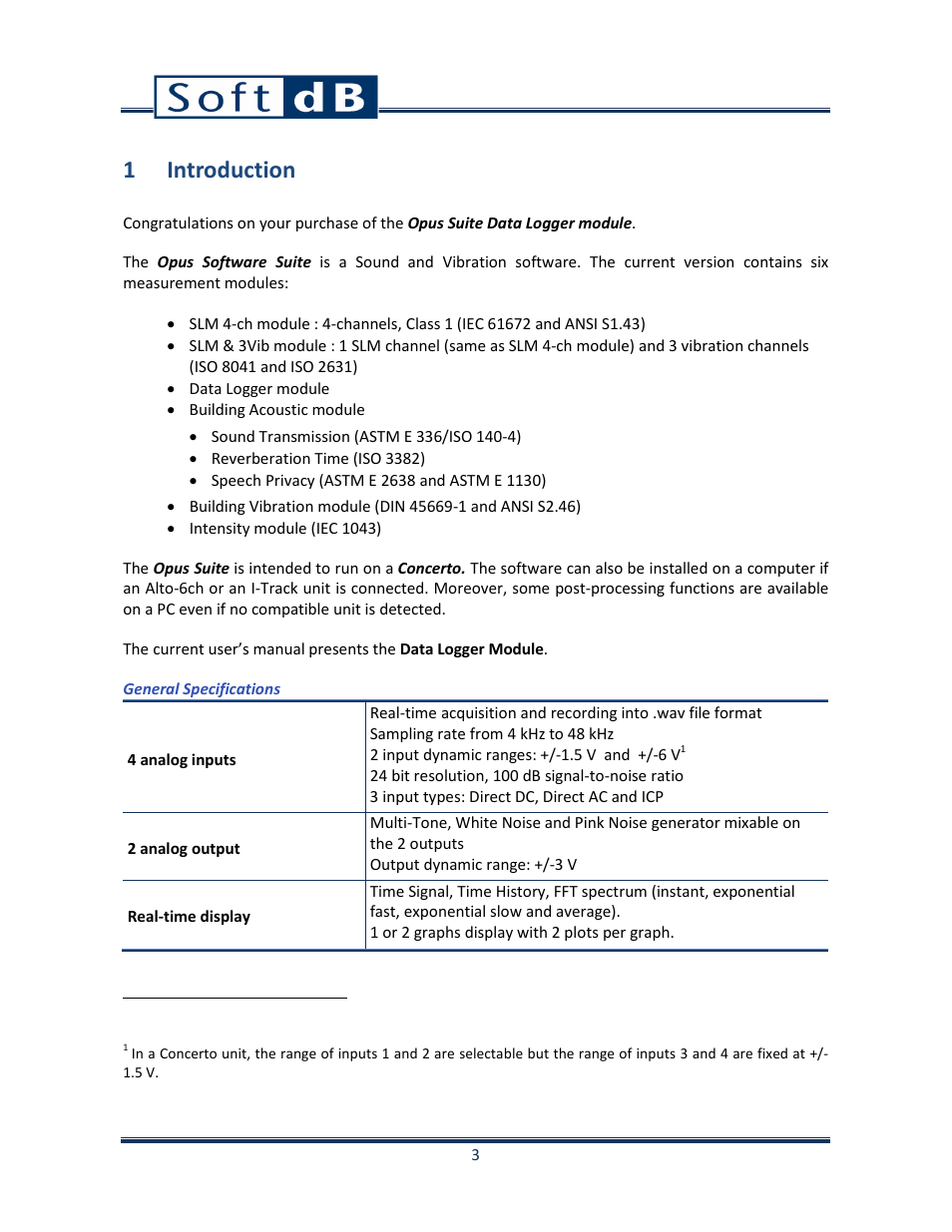 1 introduction | Soft dB Opus Suite Data Logger Module User Manual | Page 4 / 62