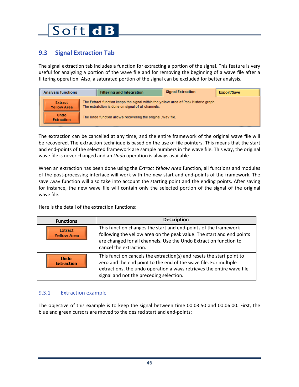 3 signal extraction tab, 1 extraction example | Soft dB Opus Suite Data Logger Module User Manual | Page 47 / 62