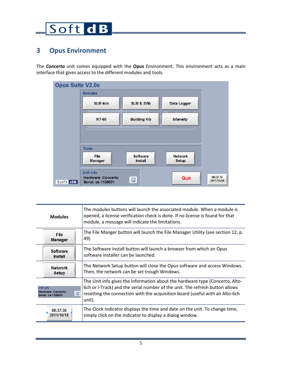 3 opus environment | Soft dB Opus Suite Data Logger Module User Manual | Page 6 / 62