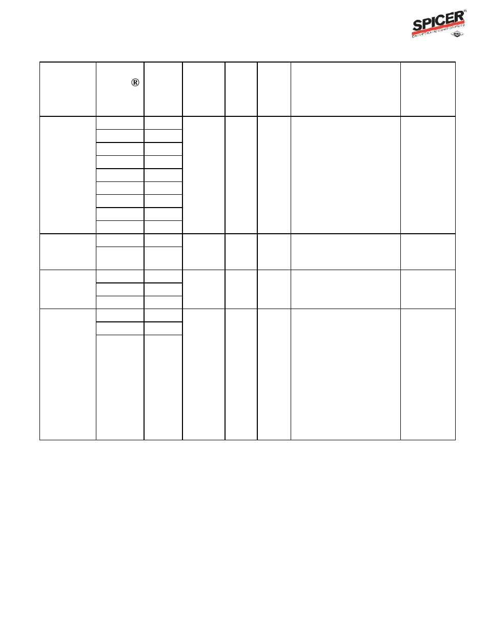 Ratio flex program guide, Carrier listing | Spicer Ratio Flex Program Guide User Manual | Page 11 / 46