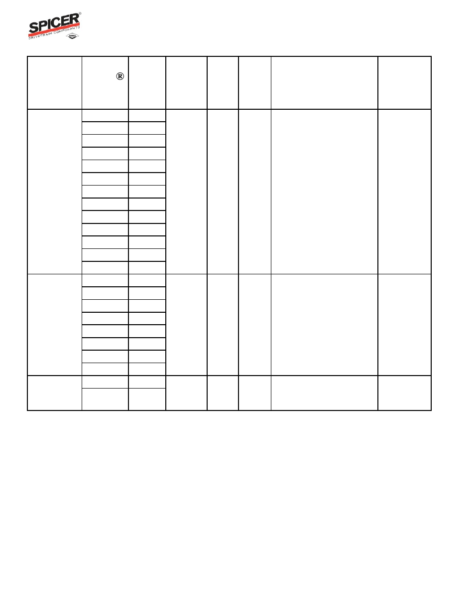 Ratio flex program guide, Carrier listing | Spicer Ratio Flex Program Guide User Manual | Page 12 / 46