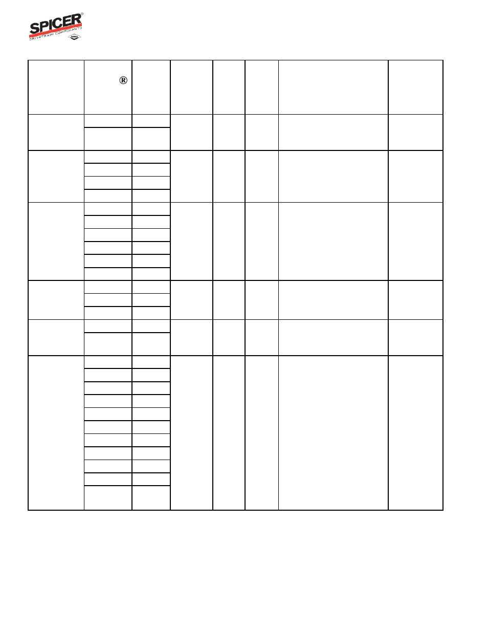 Ratio flex program guide, Carrier listing | Spicer Ratio Flex Program Guide User Manual | Page 20 / 46