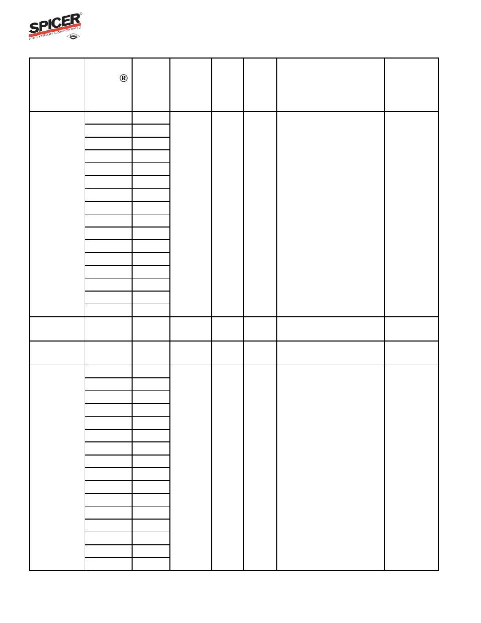 Ratio flex program guide, Carrier listing | Spicer Ratio Flex Program Guide User Manual | Page 22 / 46
