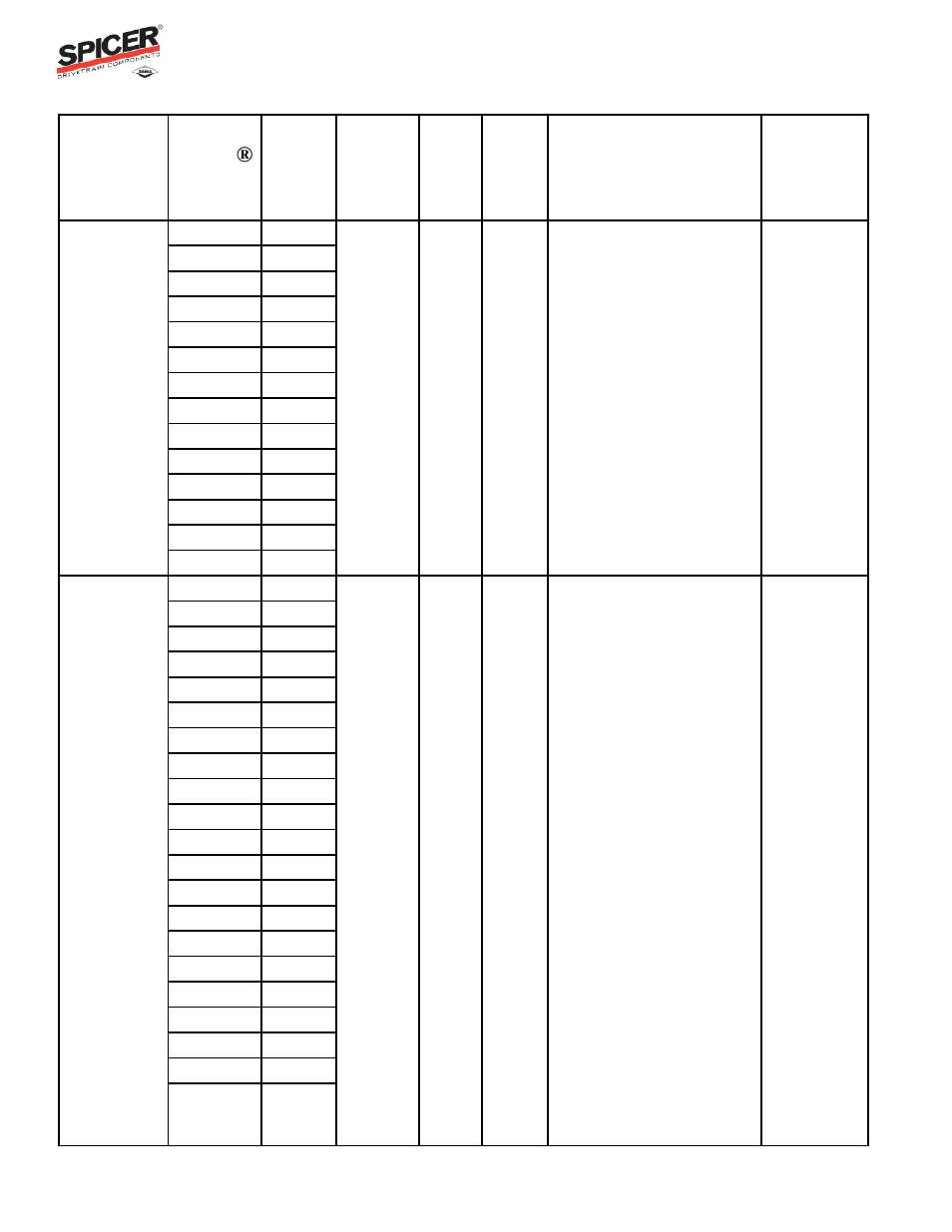Ratio flex program guide, Carrier listing | Spicer Ratio Flex Program Guide User Manual | Page 24 / 46