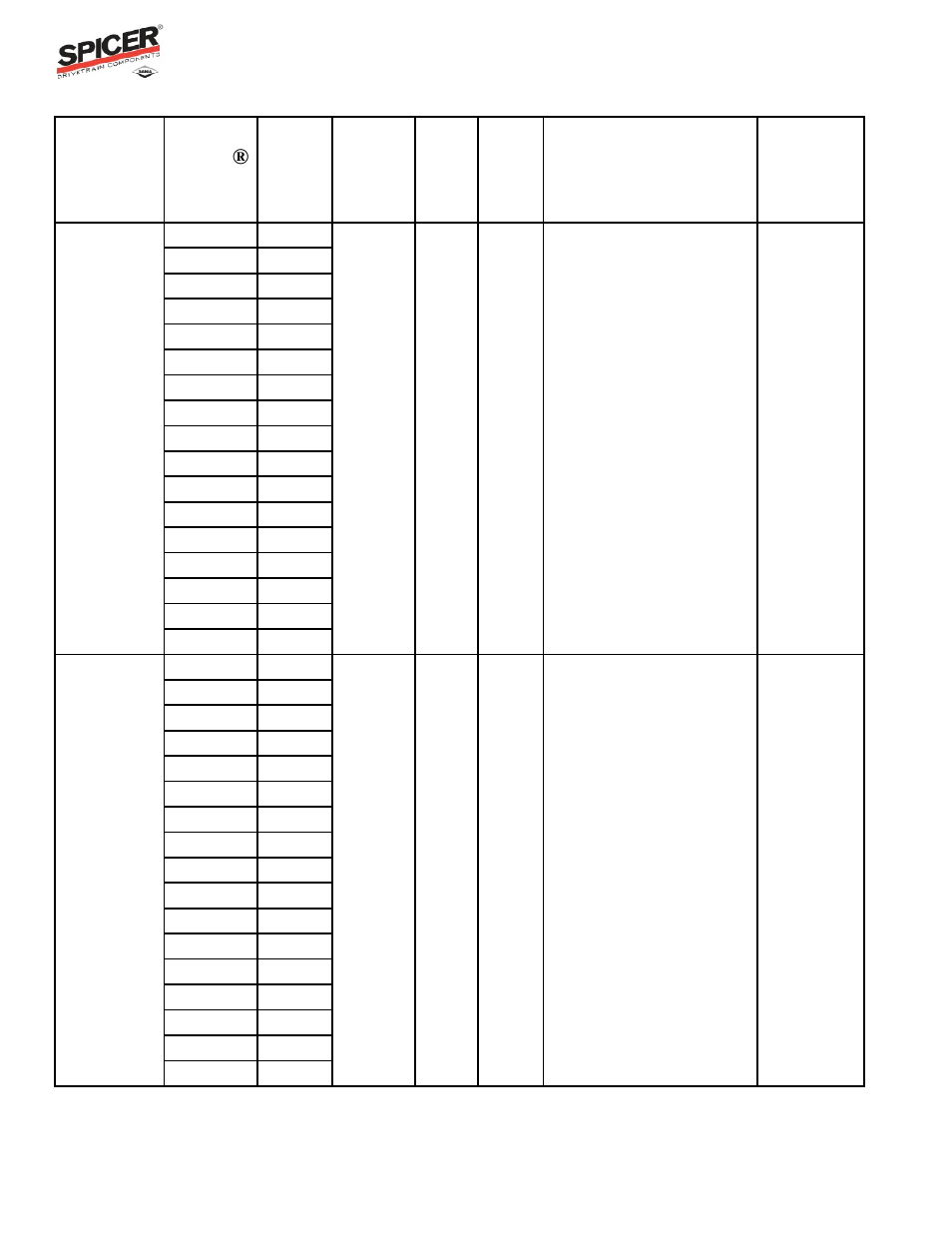 Ratio flex program guide, Carrier listing | Spicer Ratio Flex Program Guide User Manual | Page 30 / 46