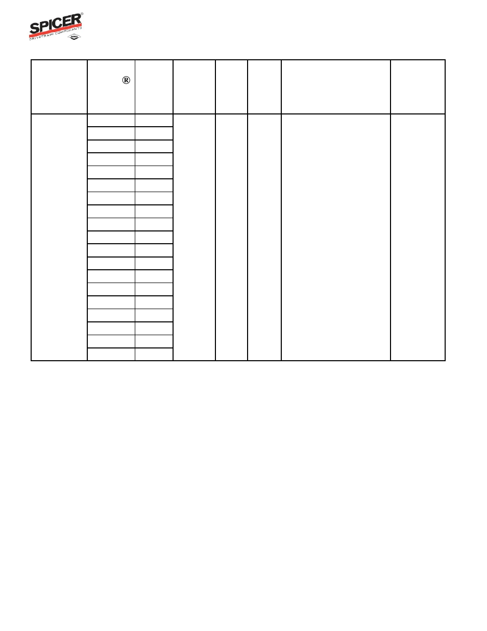 Ratio flex program guide, Carrier listing | Spicer Ratio Flex Program Guide User Manual | Page 34 / 46