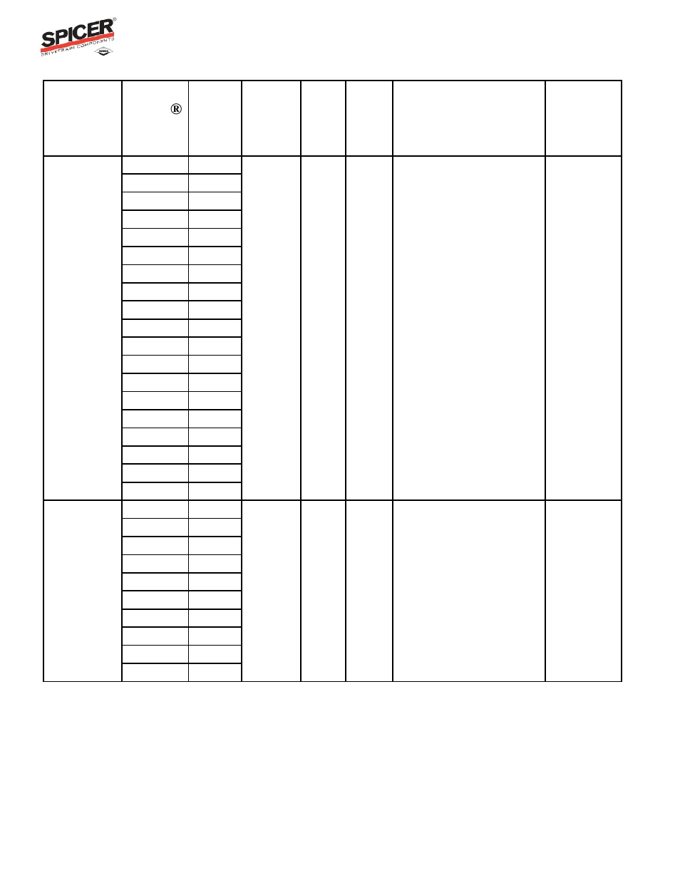 Ratio flex program guide, Carrier listing | Spicer Ratio Flex Program Guide User Manual | Page 36 / 46