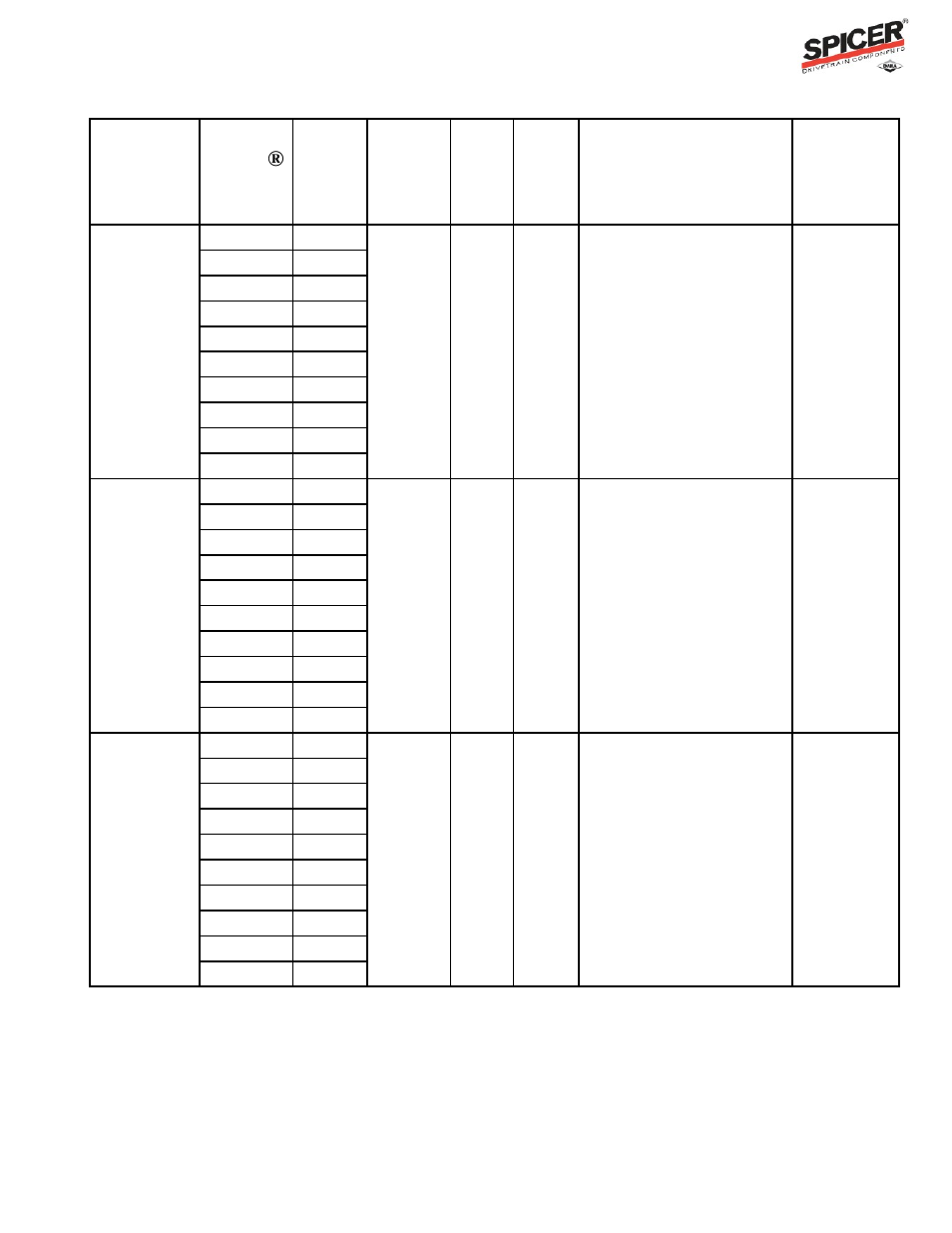 Ratio flex program guide, Carrier listing | Spicer Ratio Flex Program Guide User Manual | Page 37 / 46