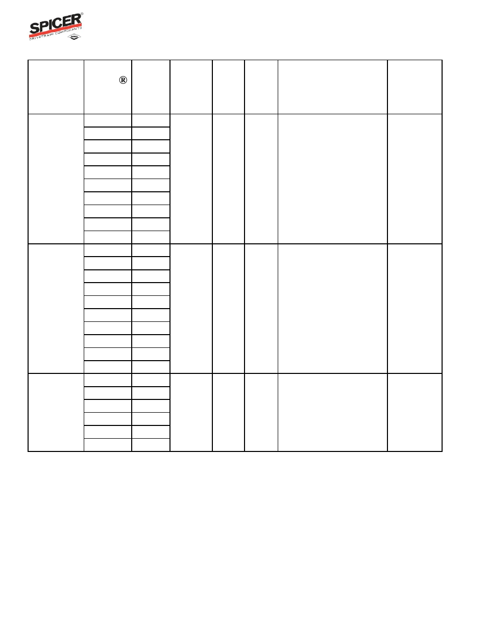 Ratio flex program guide, Carrier listing | Spicer Ratio Flex Program Guide User Manual | Page 38 / 46