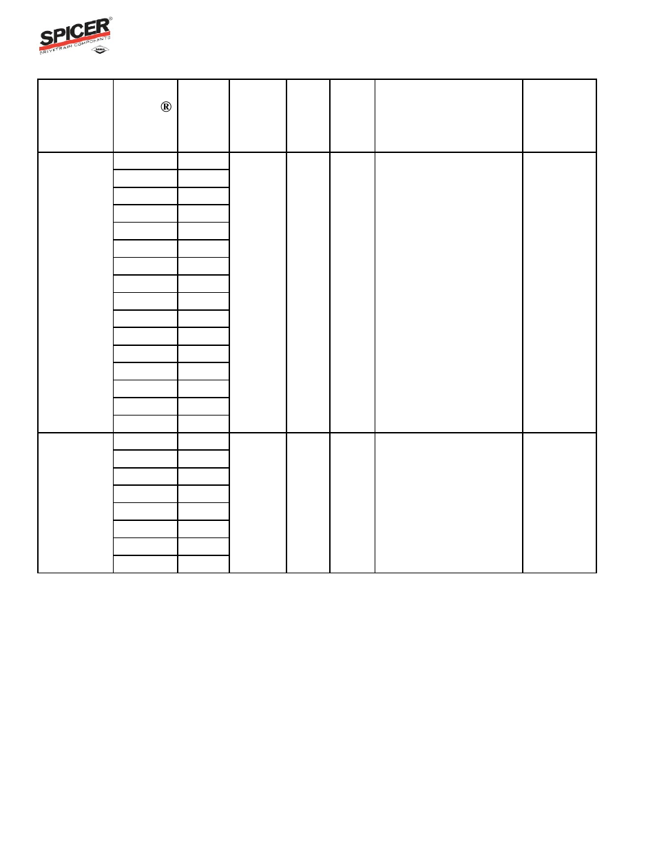 Ratio flex program guide, Carrier listing | Spicer Ratio Flex Program Guide User Manual | Page 40 / 46