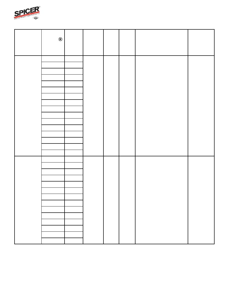 Ratio flex program guide, Carrier listing | Spicer Ratio Flex Program Guide User Manual | Page 42 / 46