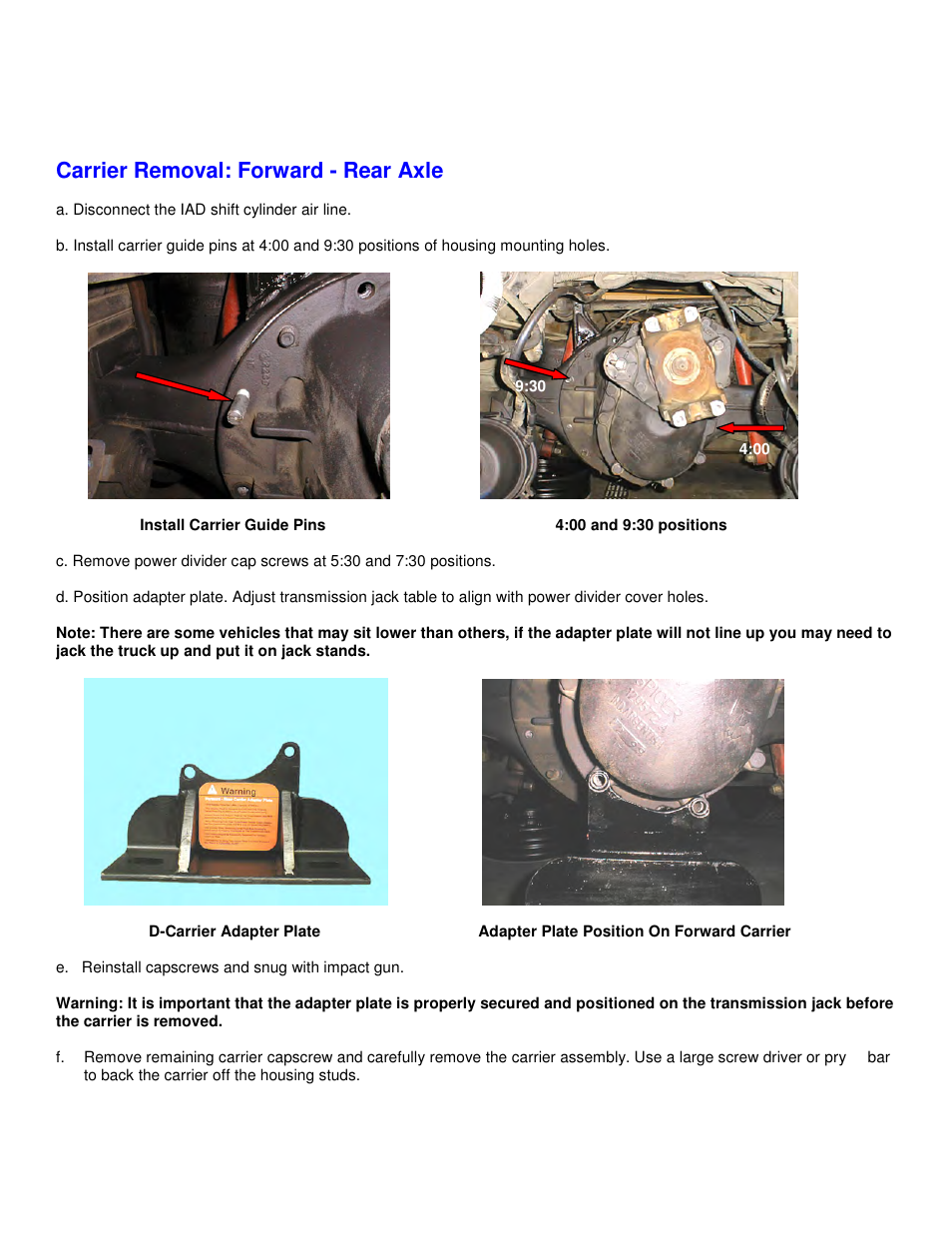 Carrier removal: forward - rear axle | Spicer Carrier-To-Housing Joint Leak User Manual | Page 2 / 6