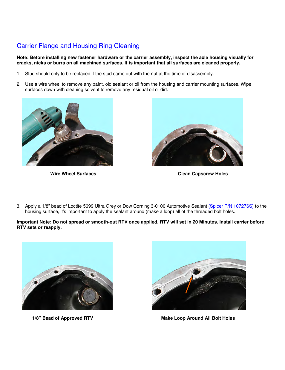Carrier flange and housing ring cleaning | Spicer Carrier-To-Housing Joint Leak User Manual | Page 4 / 6