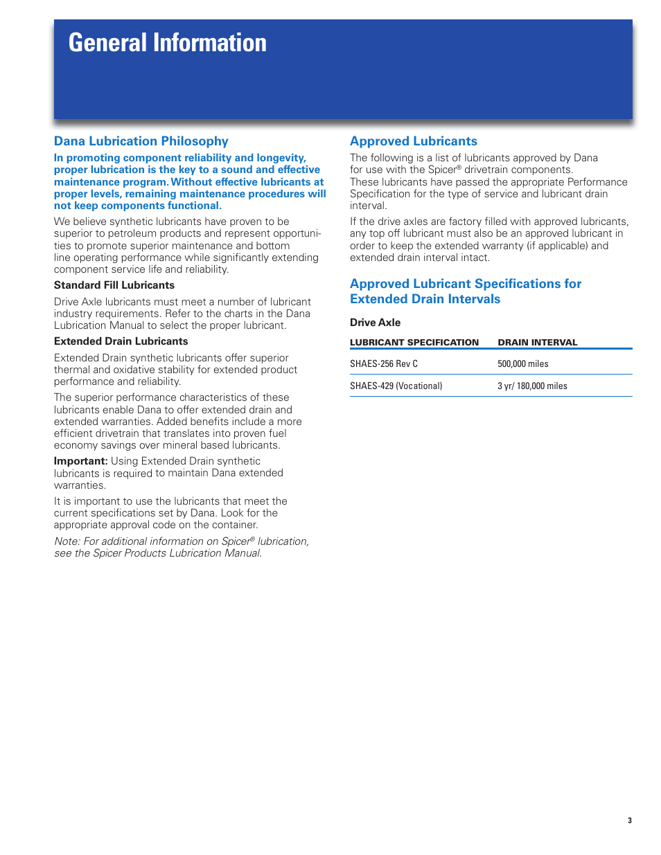 General information | Spicer Approved Lubricant User Manual | Page 3 / 16