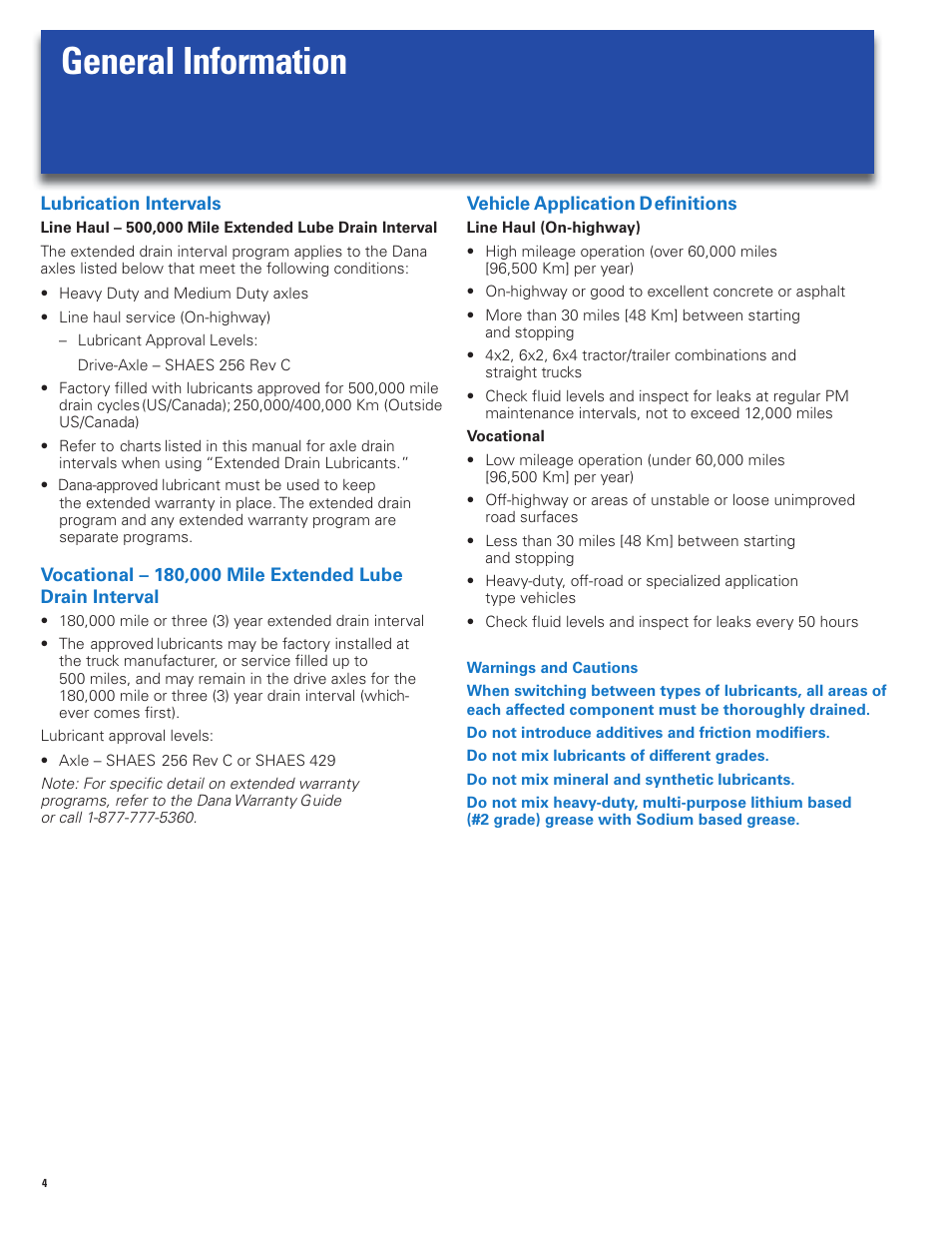 General information | Spicer Approved Lubricant User Manual | Page 4 / 16