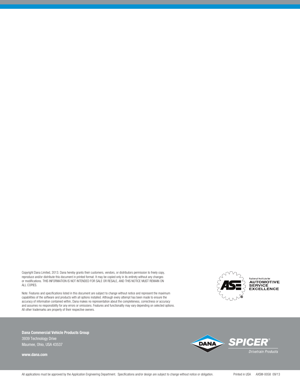 Spicer Tandem Drive Axles Pro-40 Single Reduction and Single Reduction with Differential Lock User Manual | Page 102 / 102