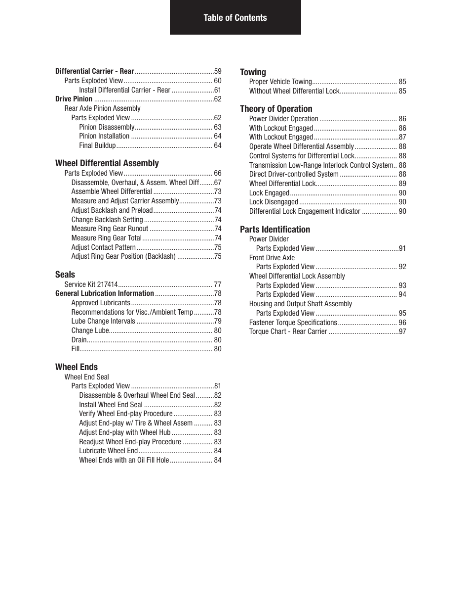 Spicer Tandem Drive Axles Pro-40 Single Reduction and Single Reduction with Differential Lock User Manual | Page 3 / 102