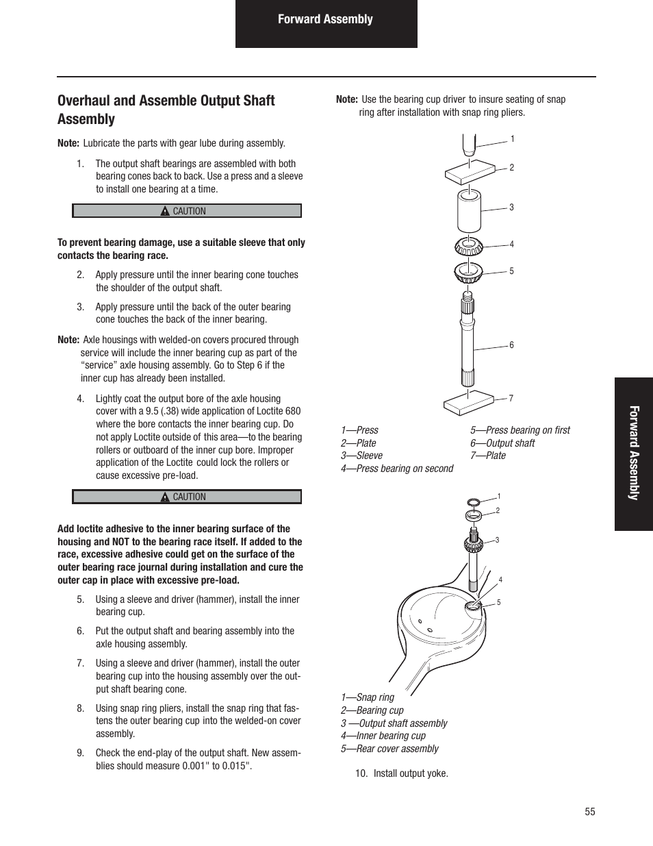 Overhaul and assemble output shaft assembly | Spicer Tandem Drive Axles Pro-40 Single Reduction and Single Reduction with Differential Lock User Manual | Page 58 / 102